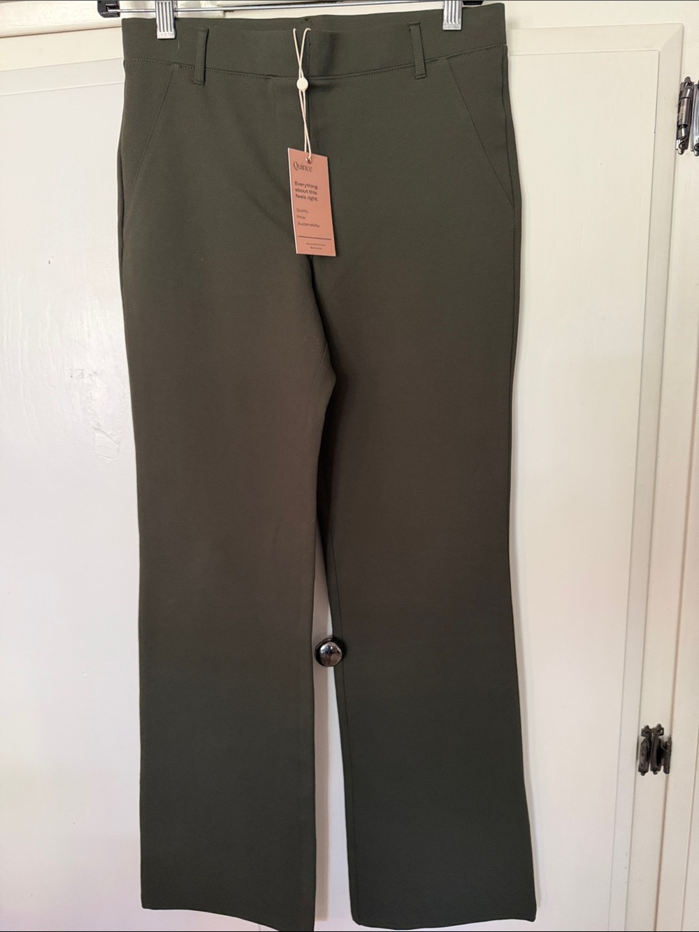 Quince Olive Green Boot Cut Ponte Pants